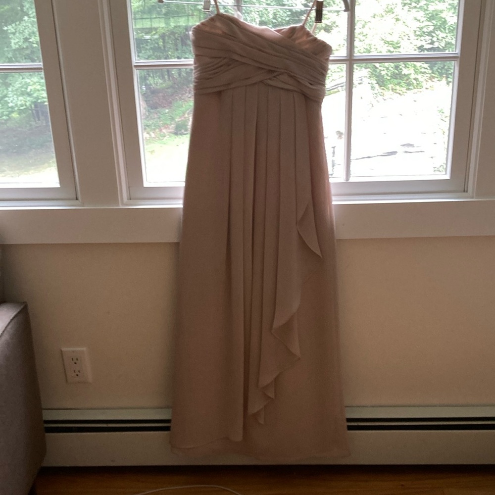 David's Bridal Blush Pink Strapless Draped Formal Dress - Picture 1 of 4